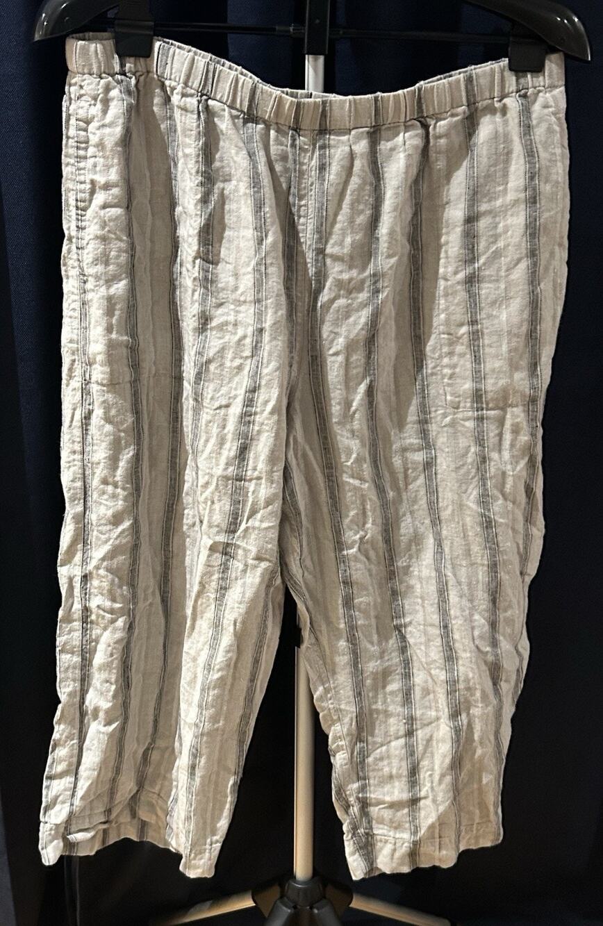 Chico's Design Linen Striped Shorts Women's size 16